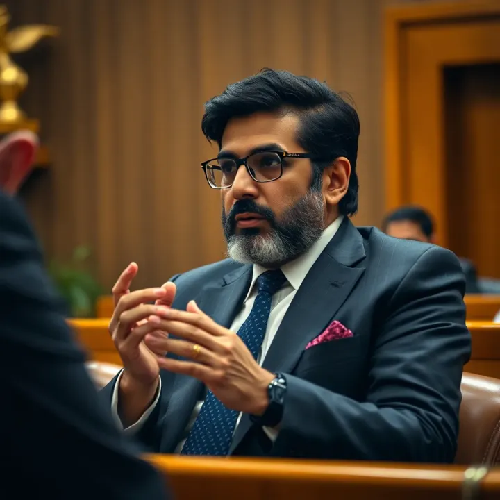 Afzal Lokhandwala Advocating in Courtroom Setting Afzal Lokhandwala engaged in a legal discussion in an Indian courtroom