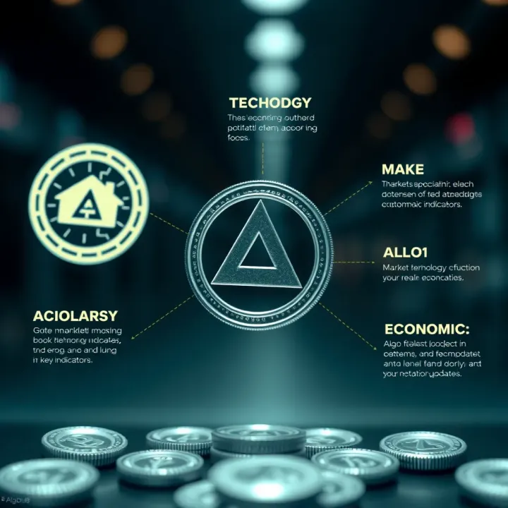 Visual representation of key factors impacting Algo coin value including market demand, technology updates, and economic indicators