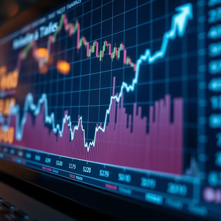 Graph showing upward and downward trends in stock prices representing market fluctuations