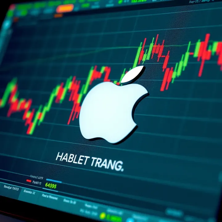 Financial Metrics and Market Trends of Apple Shares Illustration of financial chart with stock market data and an Apple logo