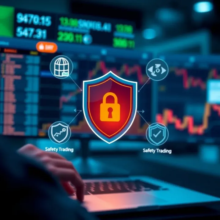 Security Features and Safety Measures on Binary.com Illustration showing safety shield and secure transaction symbols representing platform security features