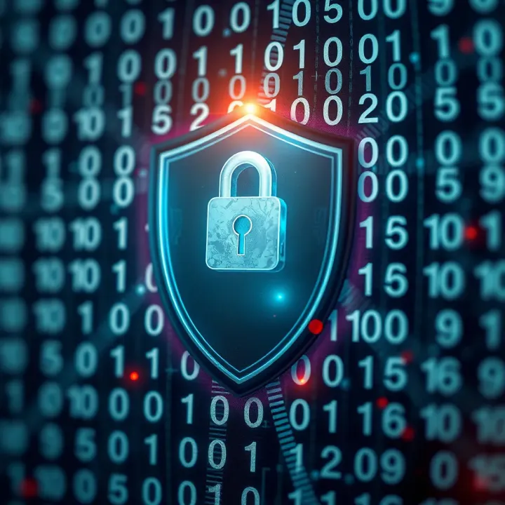 Visual representation of cybersecurity shield protecting binary code to signify security in binary login systems