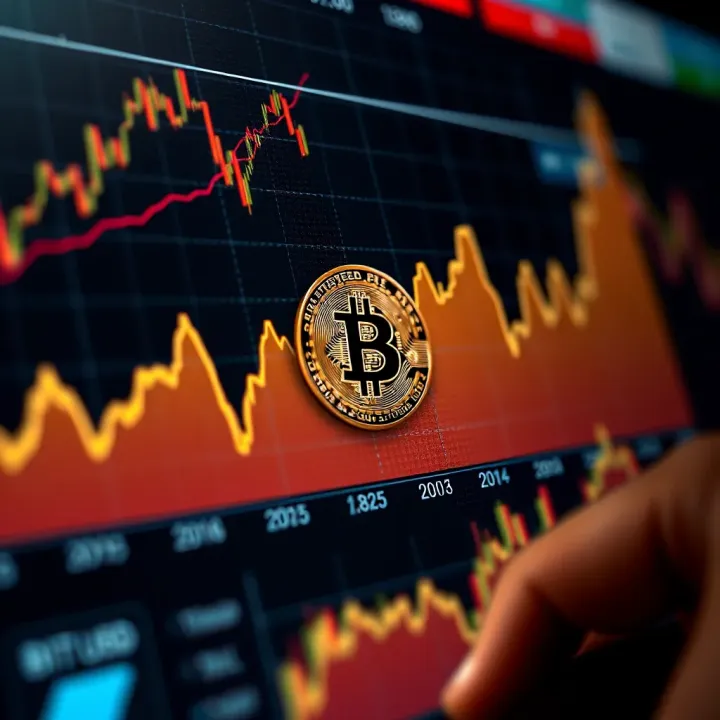 Graph showing upward and downward trends in Bitcoin to US Dollar exchange rates over time