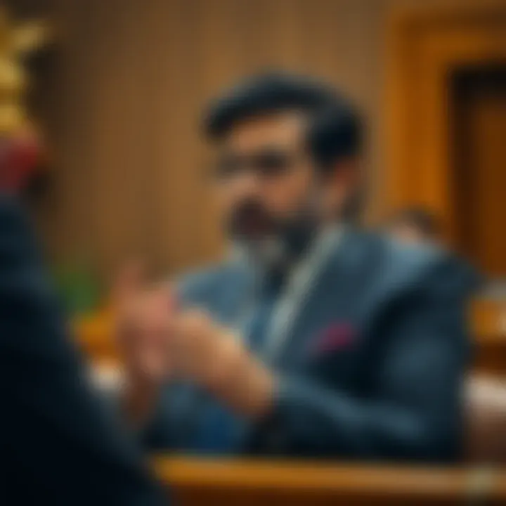 Afzal Lokhandwala Advocating in Courtroom Setting Afzal Lokhandwala engaged in a legal discussion in an Indian courtroom