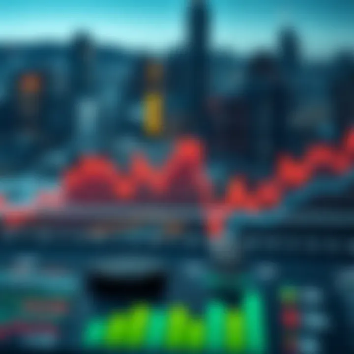 Illustration of financial charts and company performance metrics against industry background