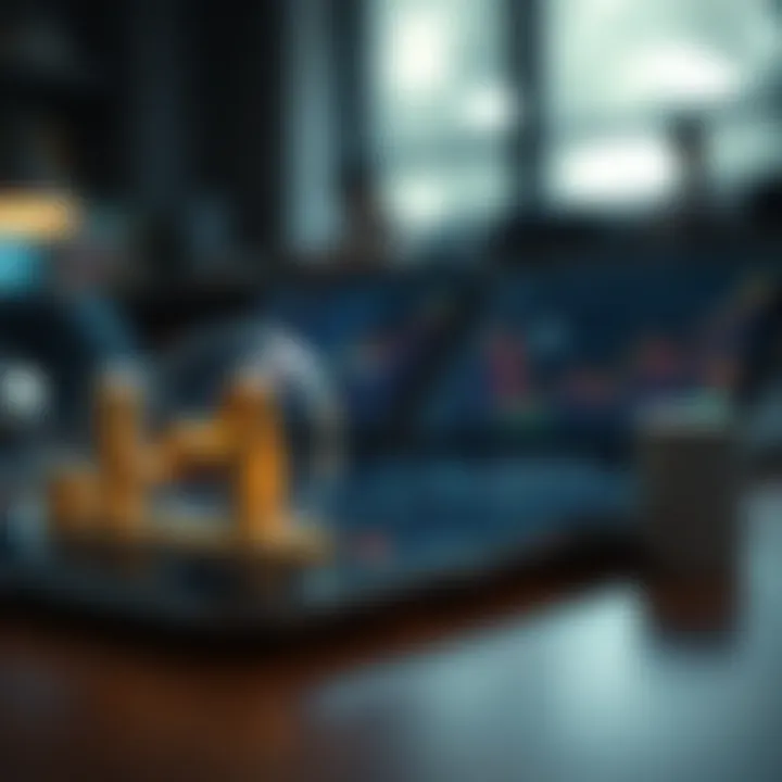 Digital representation of secure mobile trading with financial growth icons