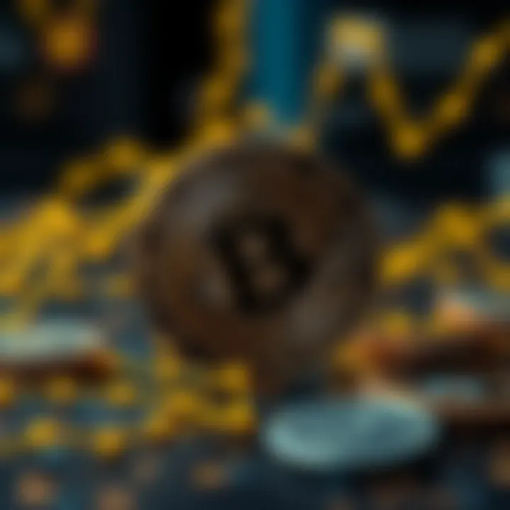 Illustration of blockchain technology elements and Binance Coin integration
