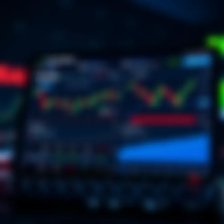 Interface of a demo share market app displaying virtual stock trading charts and portfolio performance