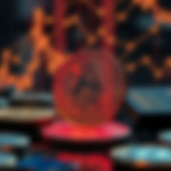 Visual representation of blockchain technology and digital currency concepts related to Dusk Coin