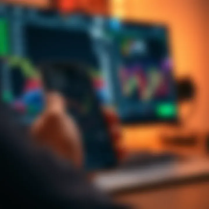 Mobile phone displaying Exness Go app interface with live trading charts and market data