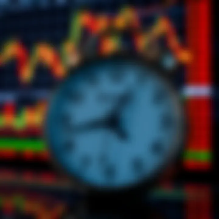Clock displaying Indian Standard Time with trading charts in background