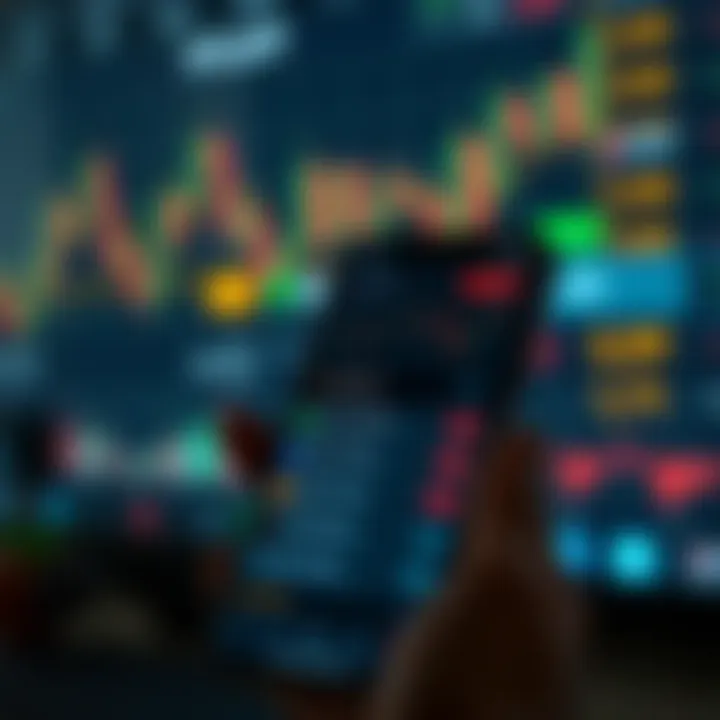 Illustration of a smartphone screen with financial charts and notification alerts from trading channels
