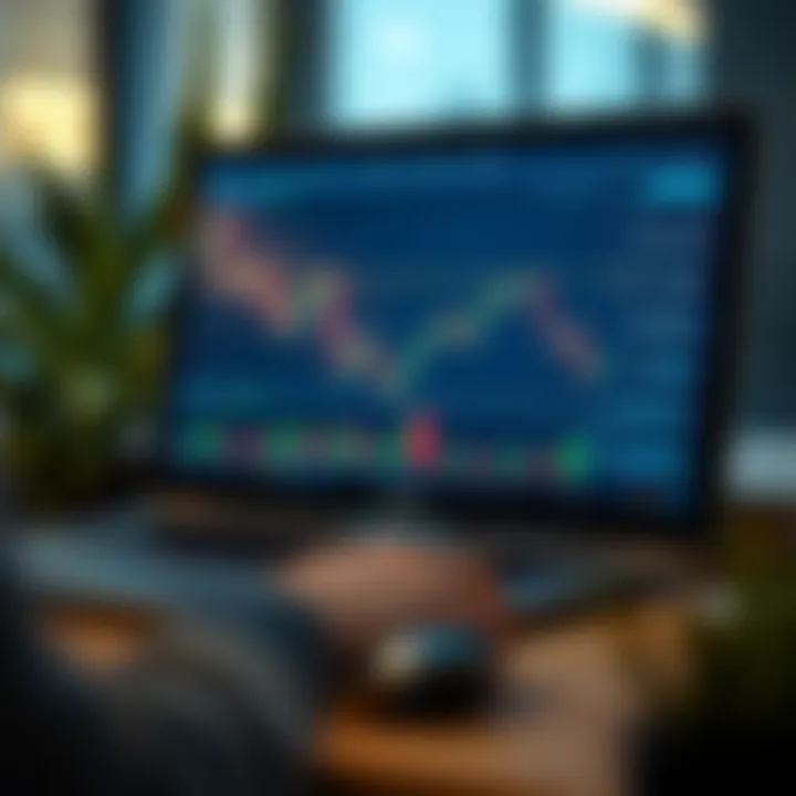 Graph showing currency pairs and trading signals on a digital screen
