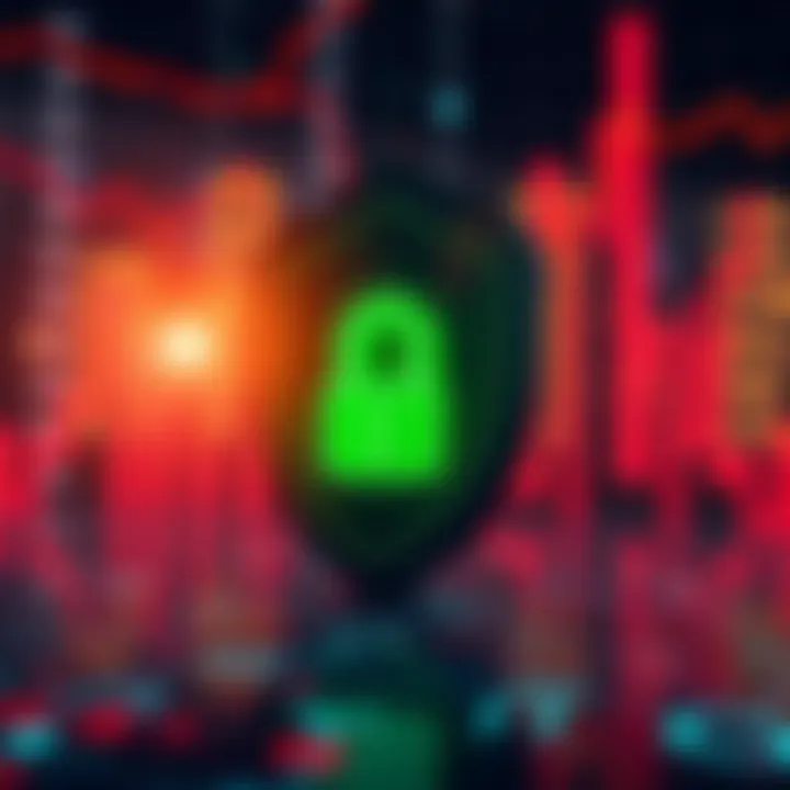 Illustration of security shield and digital locks symbolizing secure forex trading environment