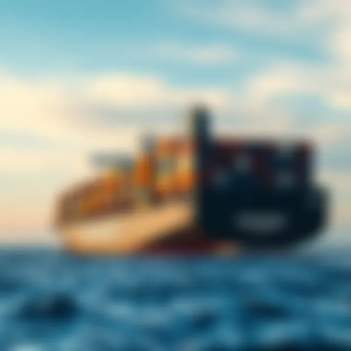 Cargo containers stacked on a vessel navigating through open sea symbolizing global shipping operations