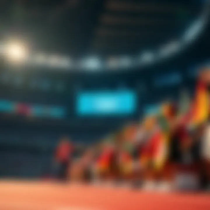 Modern Olympic Games opening ceremony with international athletes and vibrant flags