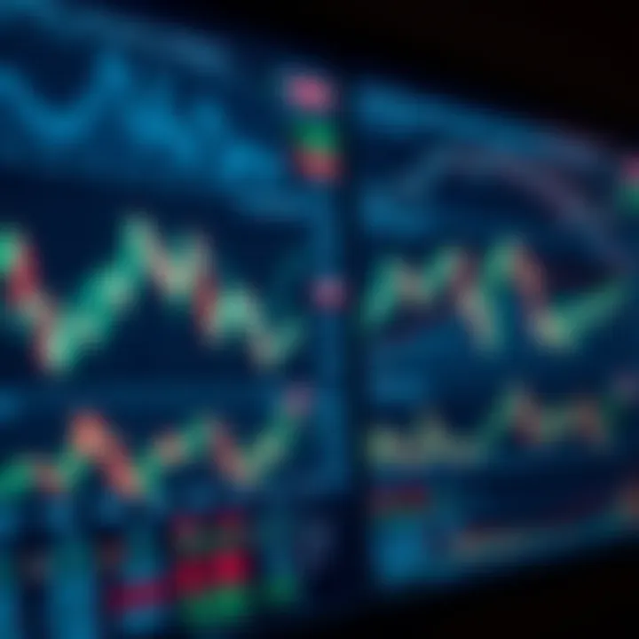 Financial Market Charts Displaying Price Trends and Volumes Illustration of various financial market charts showing price trends and trading volumes