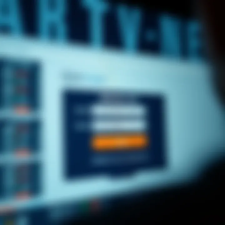 User interface showing QXBroker.com login screen with fields for username and password