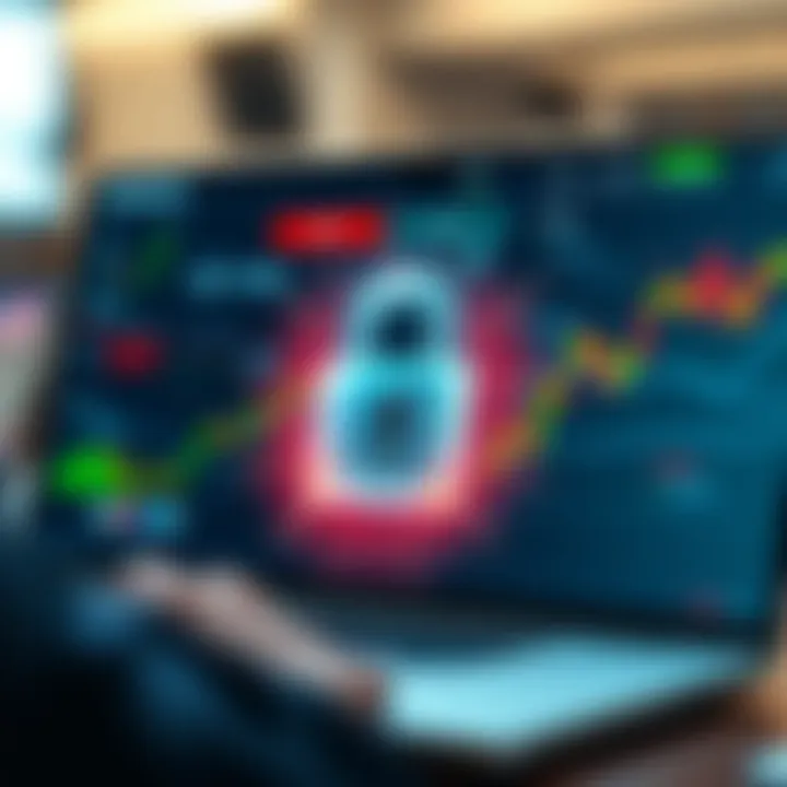 Illustration of secure online trading with encryption and safety features on QXBroker