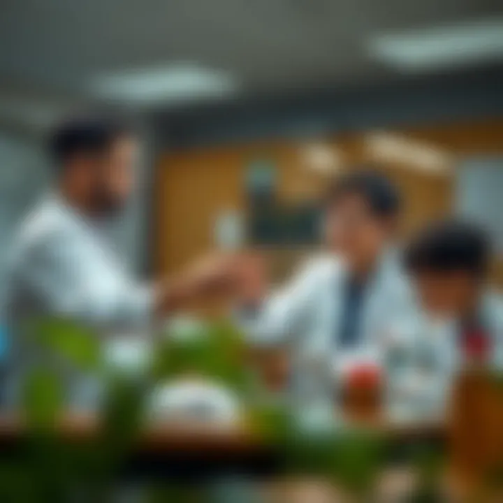 Ramzi Musallam engaging with students using innovative teaching tools in a science classroom