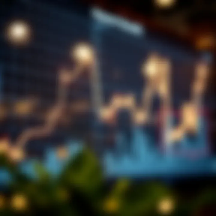 Graph showing upward financial growth and trading performance