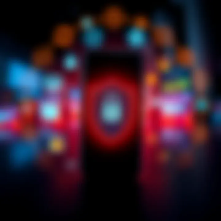 Shield symbol protecting a smartphone surrounded by icons of secure financial transactions