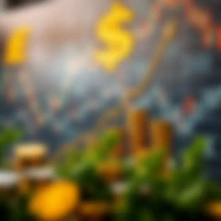 Graph showing upward trend in forex trading success with currency symbols in the background