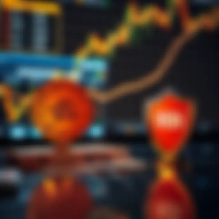 Graph showing upward trend in forex trading with Indian Rupee and secure shield symbol