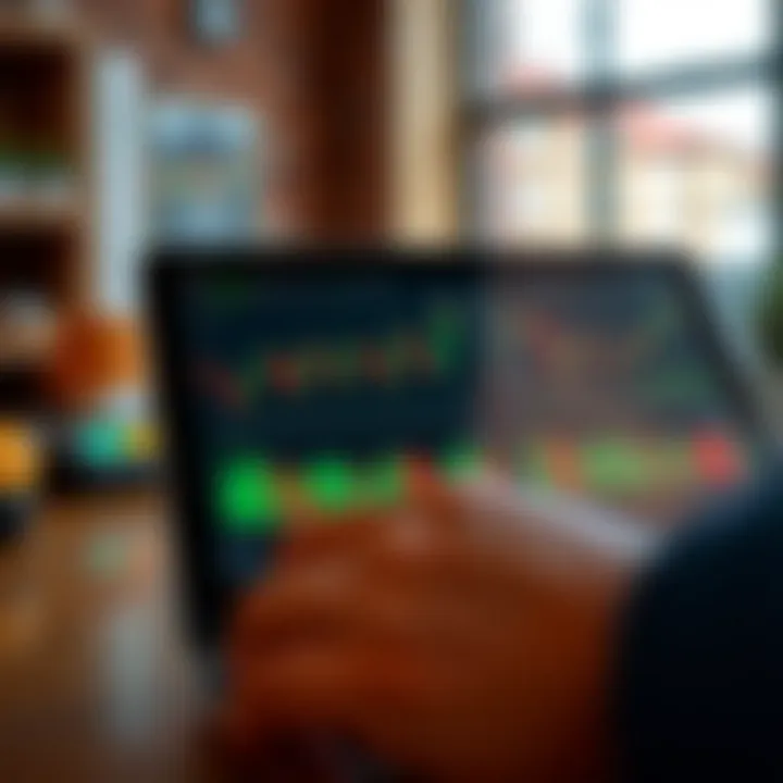 Close-up of a tablet screen illustrating real-time financial data and trading indicators