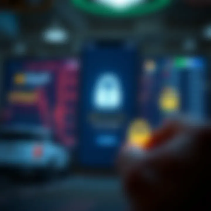 Secure login screen with biometric authentication and encryption symbols emphasizing app security