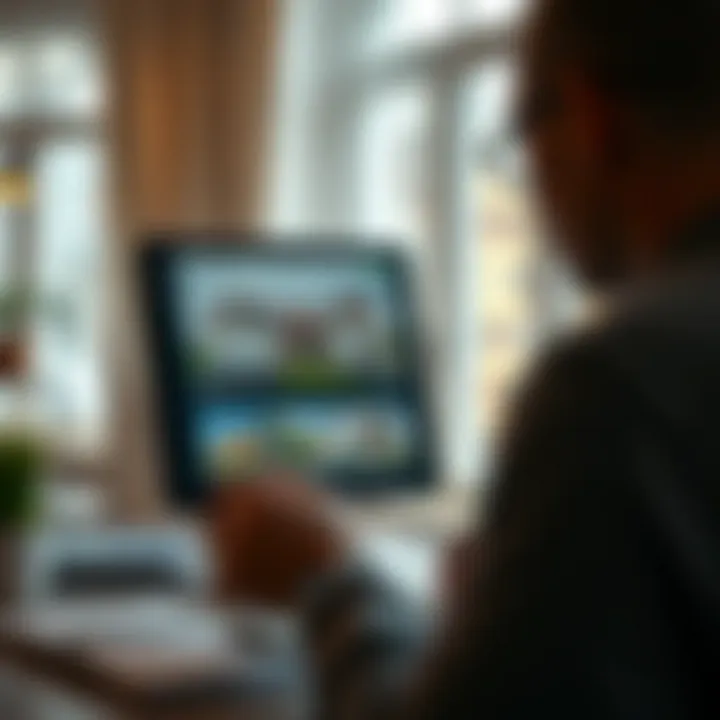 User browsing residential property listings on a digital platform in Sweden