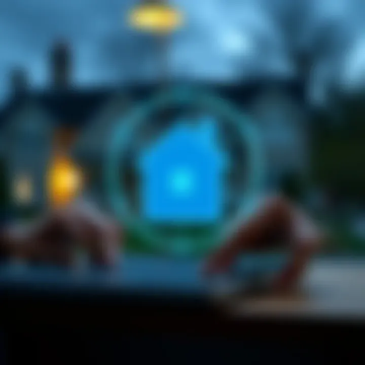 Secure online transaction concept with digital contract and house icon