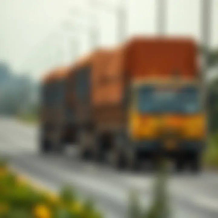 Logistics trucks transporting agricultural products on Indian highway