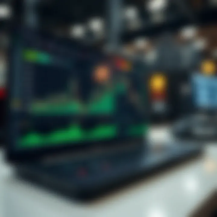 Digital interface showing cryptocurrency charts with virtual trading options