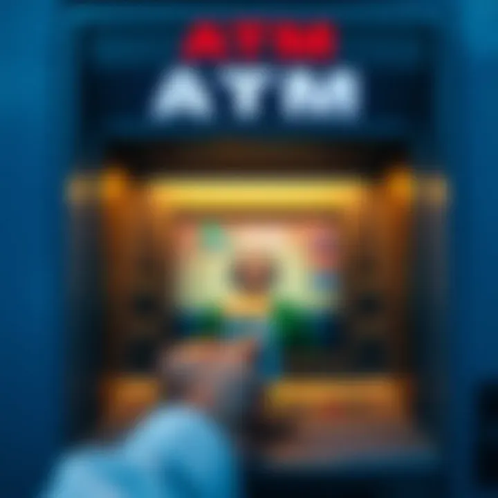 ATM machine dispensing cash to user card