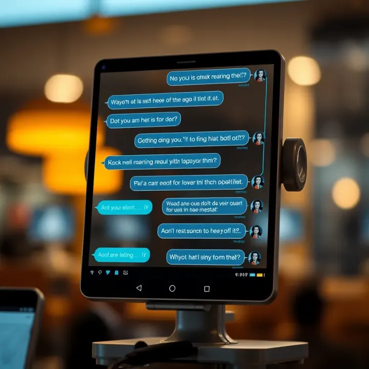 Digital assistant chatbot interface displaying conversation bubbles with user queries and automated responses