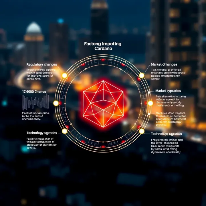 Key Factors Shaping Cardano's Future Price Visual representation of factors impacting Cardano's price including regulatory changes, market dynamics, and technological upgrades