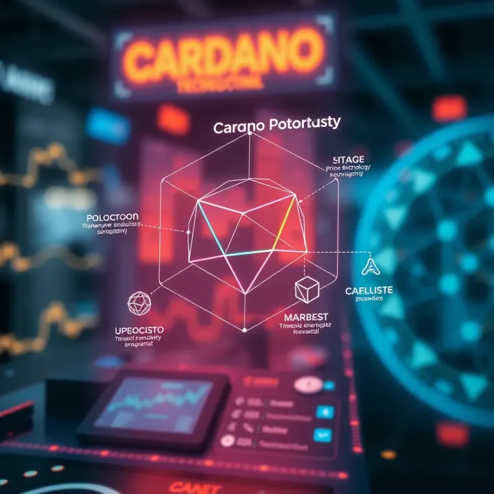 Diagram illustrating Cardano blockchain technology and its market growth potential