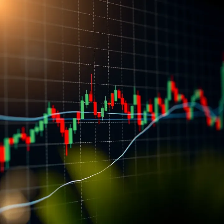 Chart showing the Average Directional Index (ADX) line alongside positive and negative directional indicators on a stock price graph