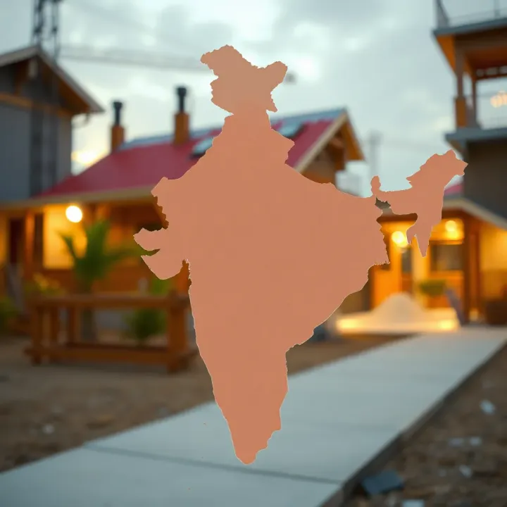 Map of India highlighting regional variations in house construction expenses