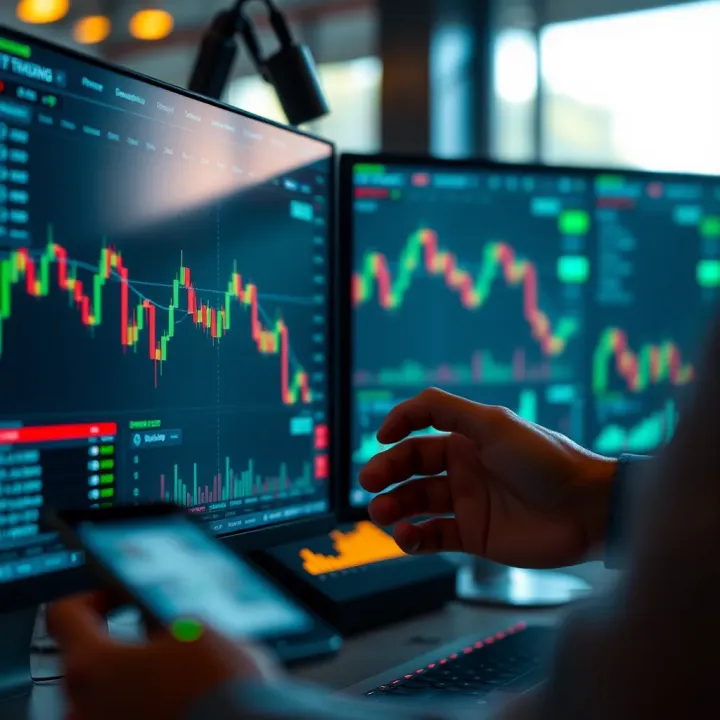User navigating Qutex trading platform interface with charts and trading options visible
