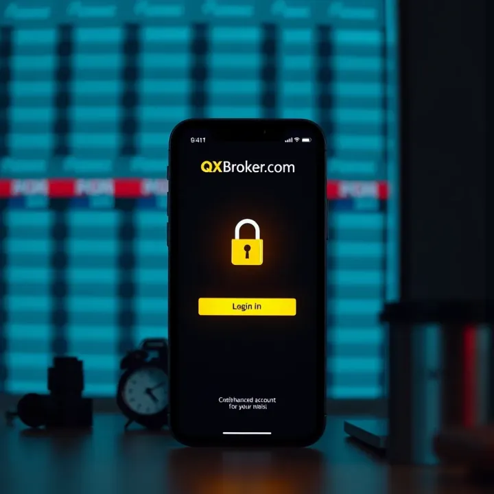 Secure Account Access on QXBroker.com Trading Platform Secure login screen of QXBroker.com app demonstrating enhanced account protection features