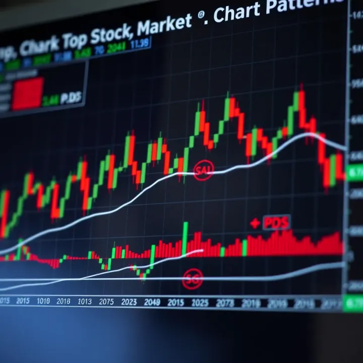 Illustration of common stock market chart patterns including head and shoulders and double tops