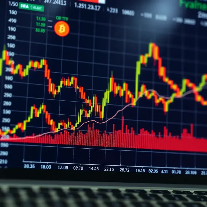 Navigating Market Volatility with Strategic Investment Guidance Financial charts with fluctuating lines reflecting market volatility and investor decision making