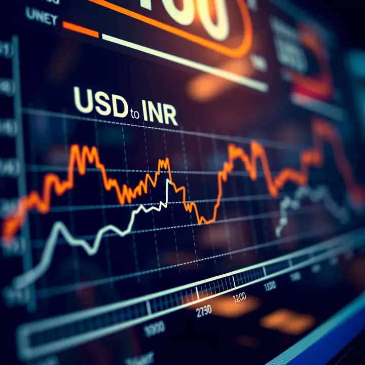 Chart depicting currency value fluctuations affecting USD to INR conversion over time