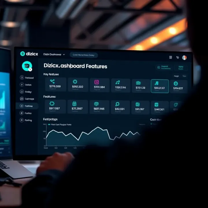 Dashboard overview displaying key features and user options after successful login to Dizicx