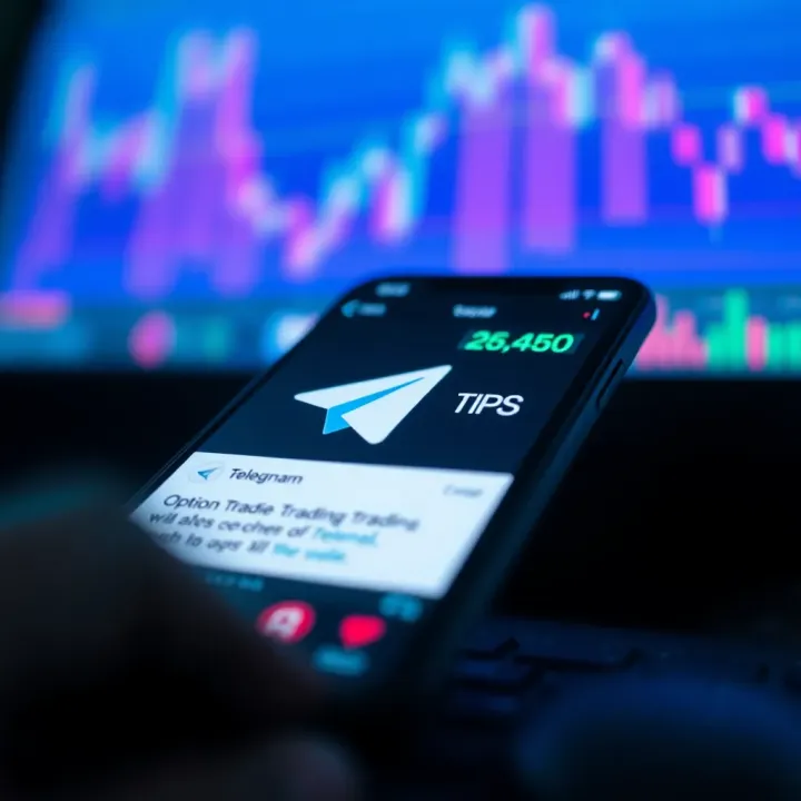 Telegram app interface showing a financial trading channel with option trading tips