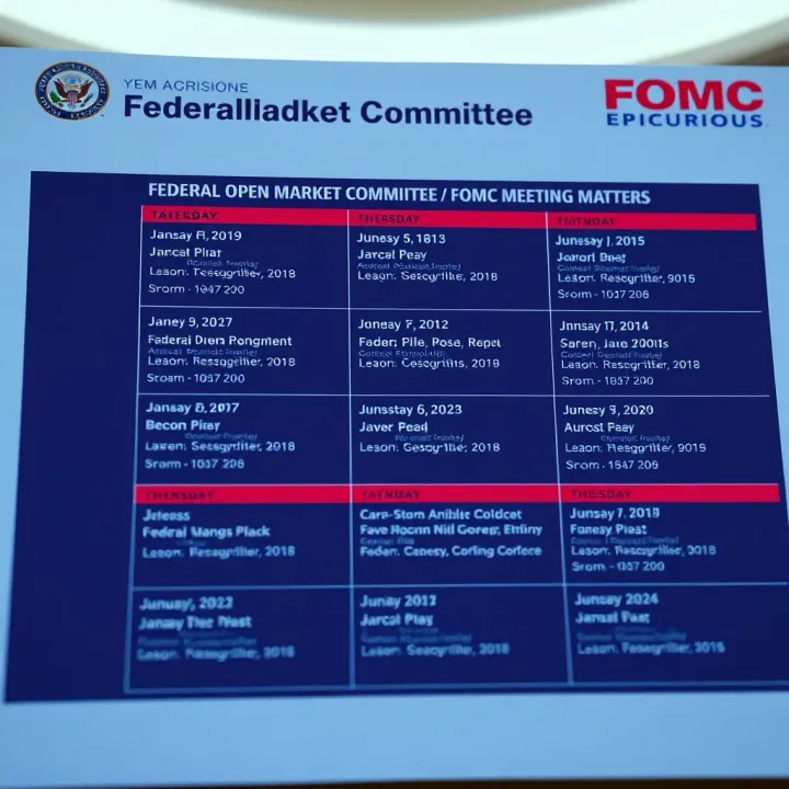 Calendar highlighting key dates of the Federal Open Market Committee meetings across months