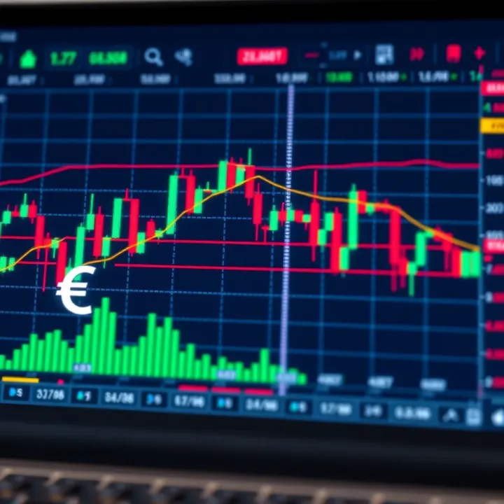 Currency symbols and charts representing forex trading practice