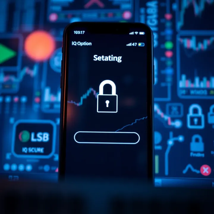 Secure login screen of the IQ Option app emphasizing user authentication and data protection